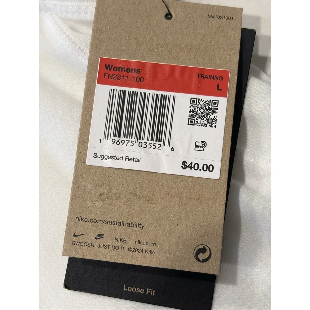 Nike Nike One Tank Top Womens L White Dri-FIT Loose Fit FN2811-100